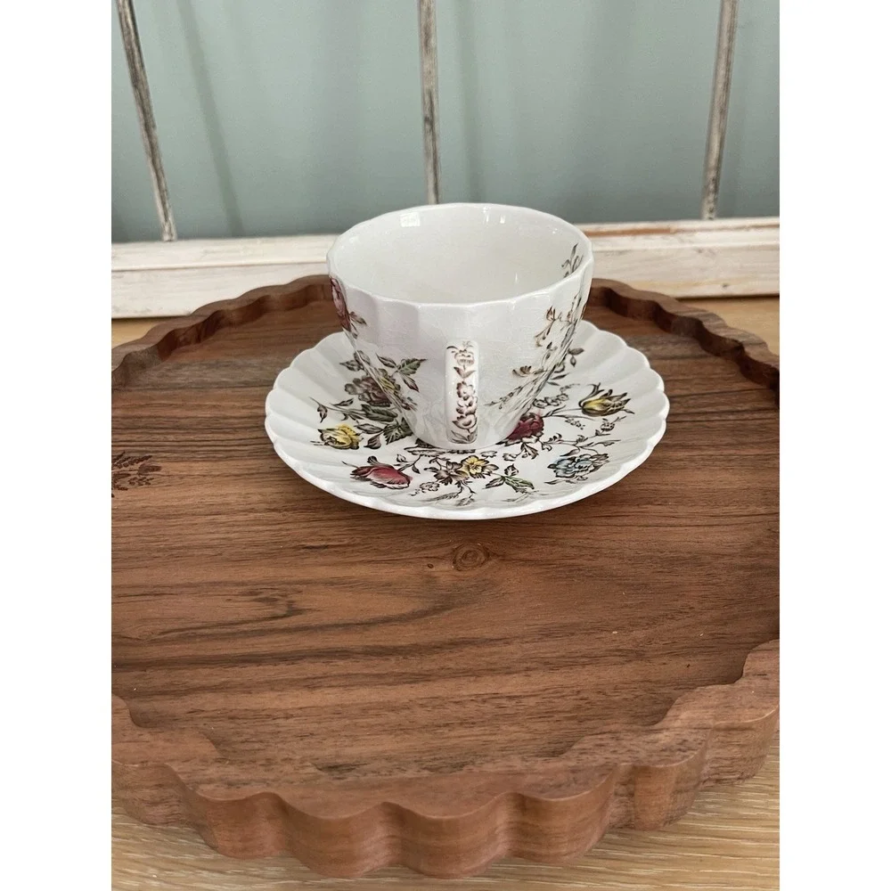 Vintage Johnson Brothers Staffordshire Bouquet IRONSTONE Teacup & Saucer England